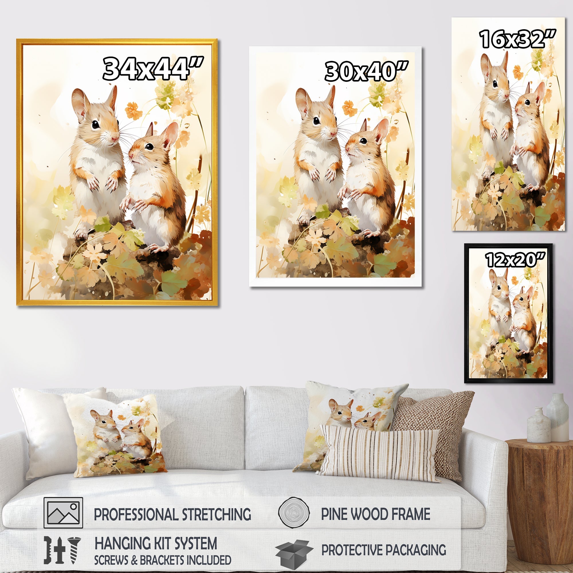 Cute Squirrel Playtime - Squirrel Bedroom Wall Art