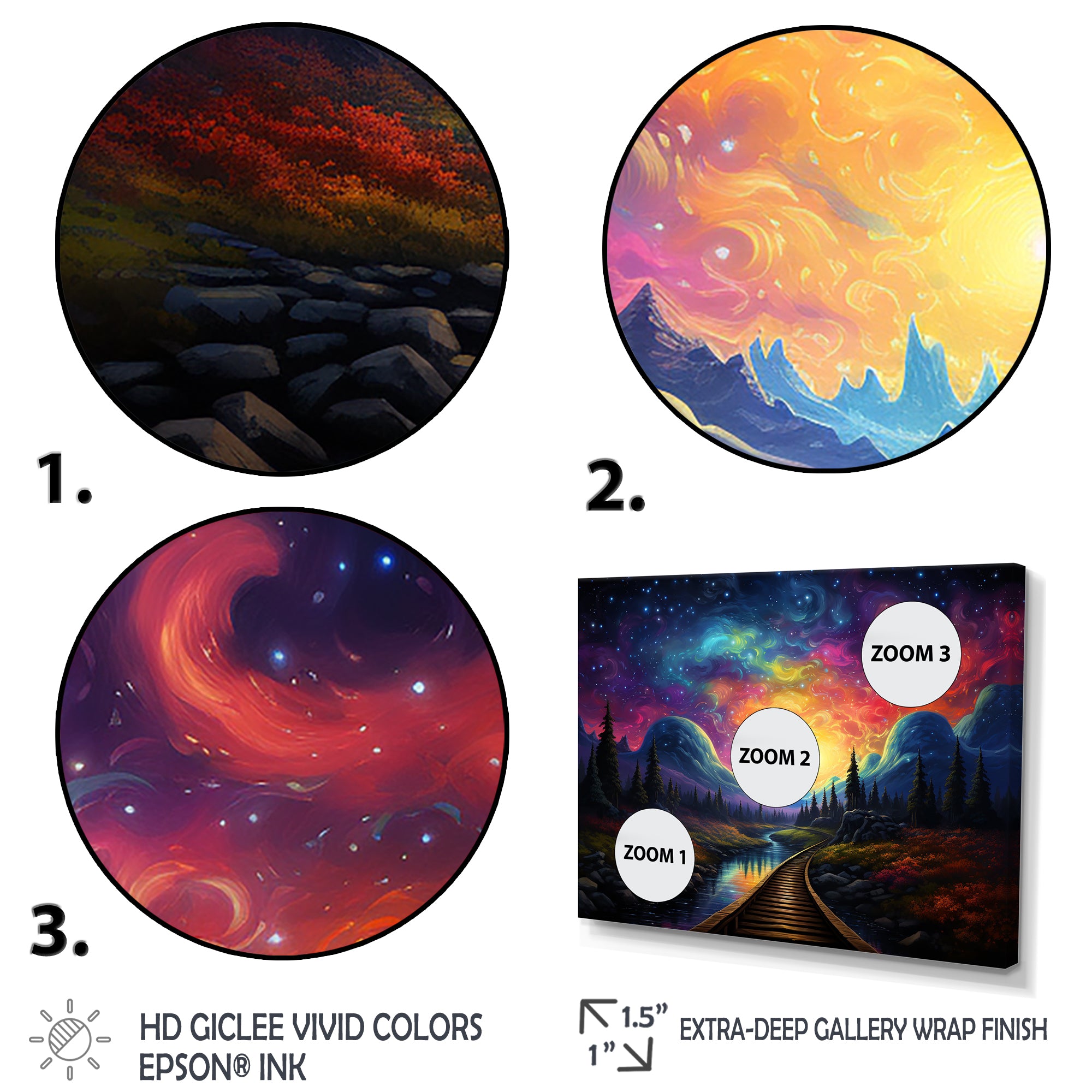 Starry Night Train tracks to the sky I - Train Canvas Wall Art