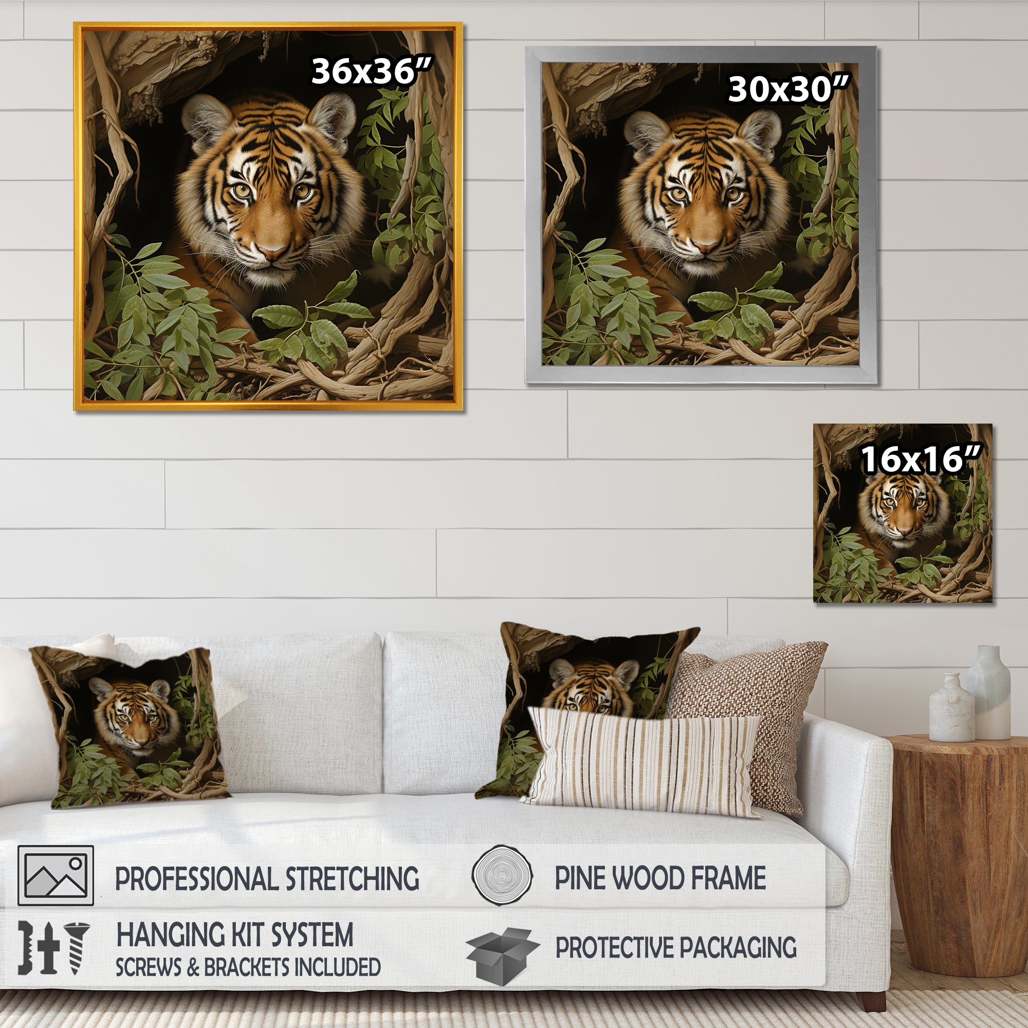 Brown jungle Tiger portrait - Tiger Wall Decor