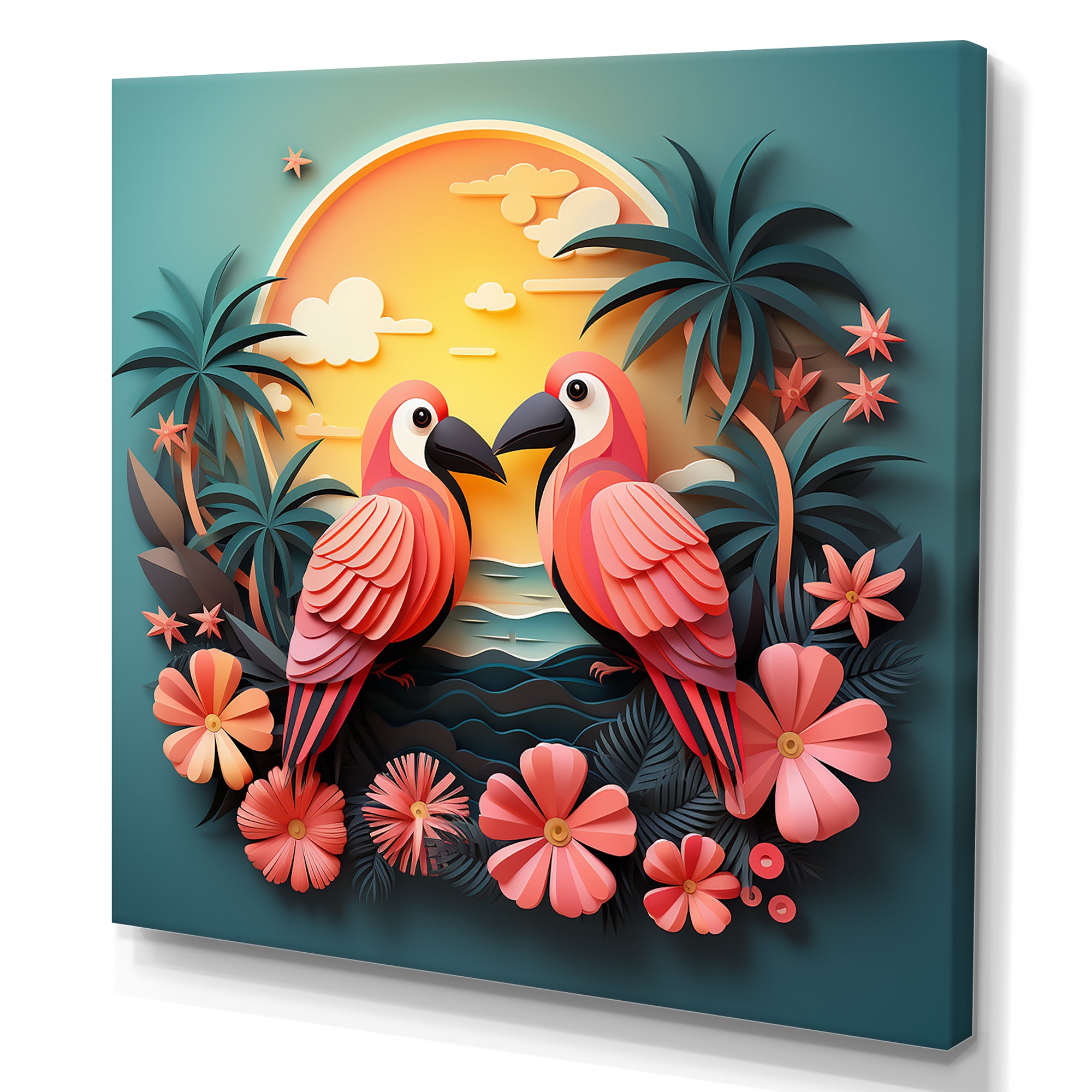 Pink Tropical Toucans - Bird Floral Wall Art Prints
