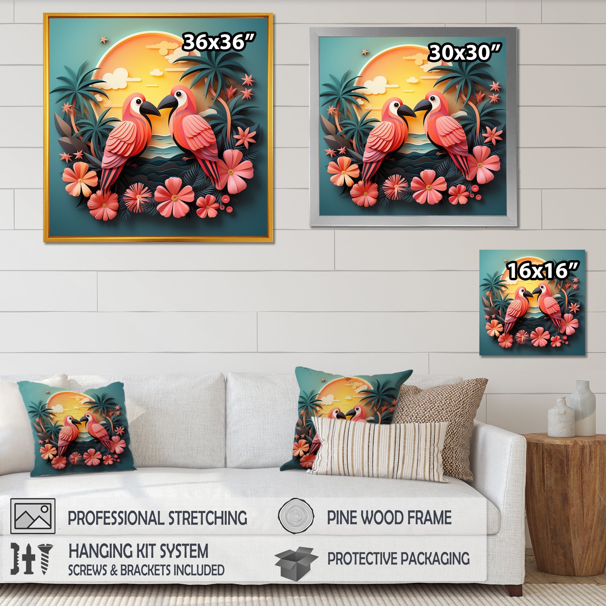Pink Tropical Toucans - Bird Floral Wall Art Prints