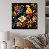 Yellow and blue Tropical Parrots - Blue Parrot Wall Art