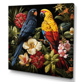 Yellow and blue Tropical Parrots - Blue Parrot Wall Art