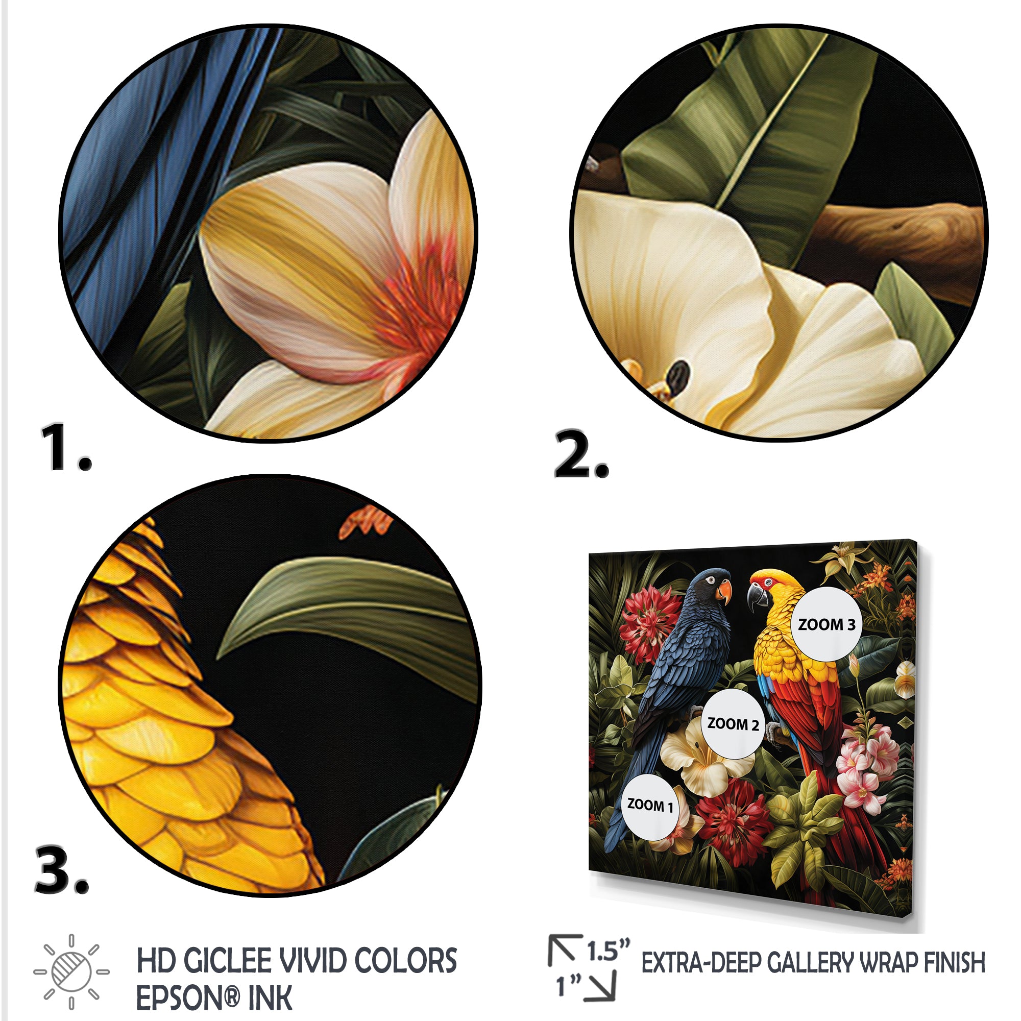 Yellow and blue Tropical Parrots - Blue Parrot Wall Art