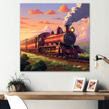 Sunset Train voyage in USA I - Train Canvas Wall Art