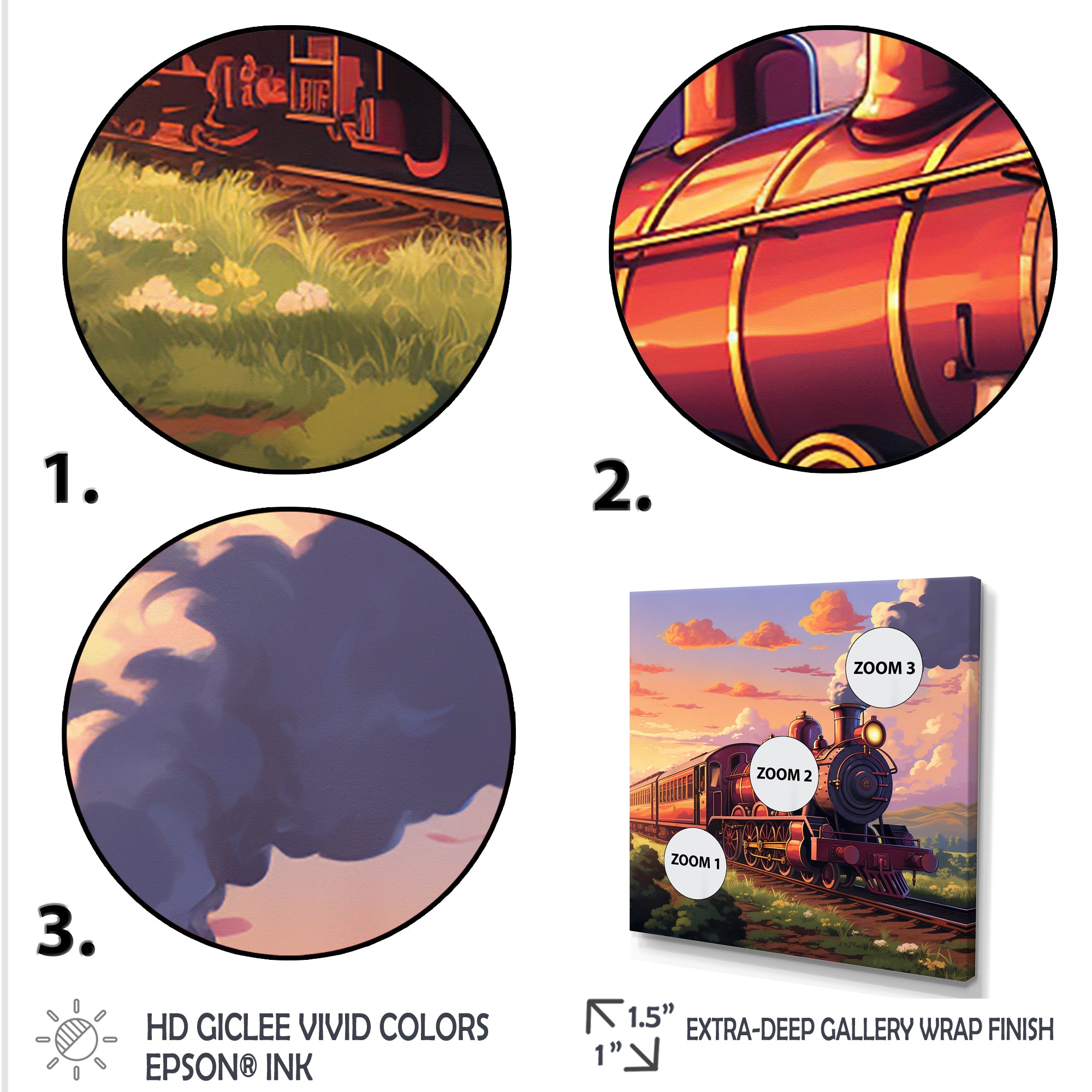 Sunset Train voyage in USA I - Train Canvas Wall Art