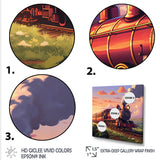 Sunset Train voyage in USA I - Train Canvas Wall Art