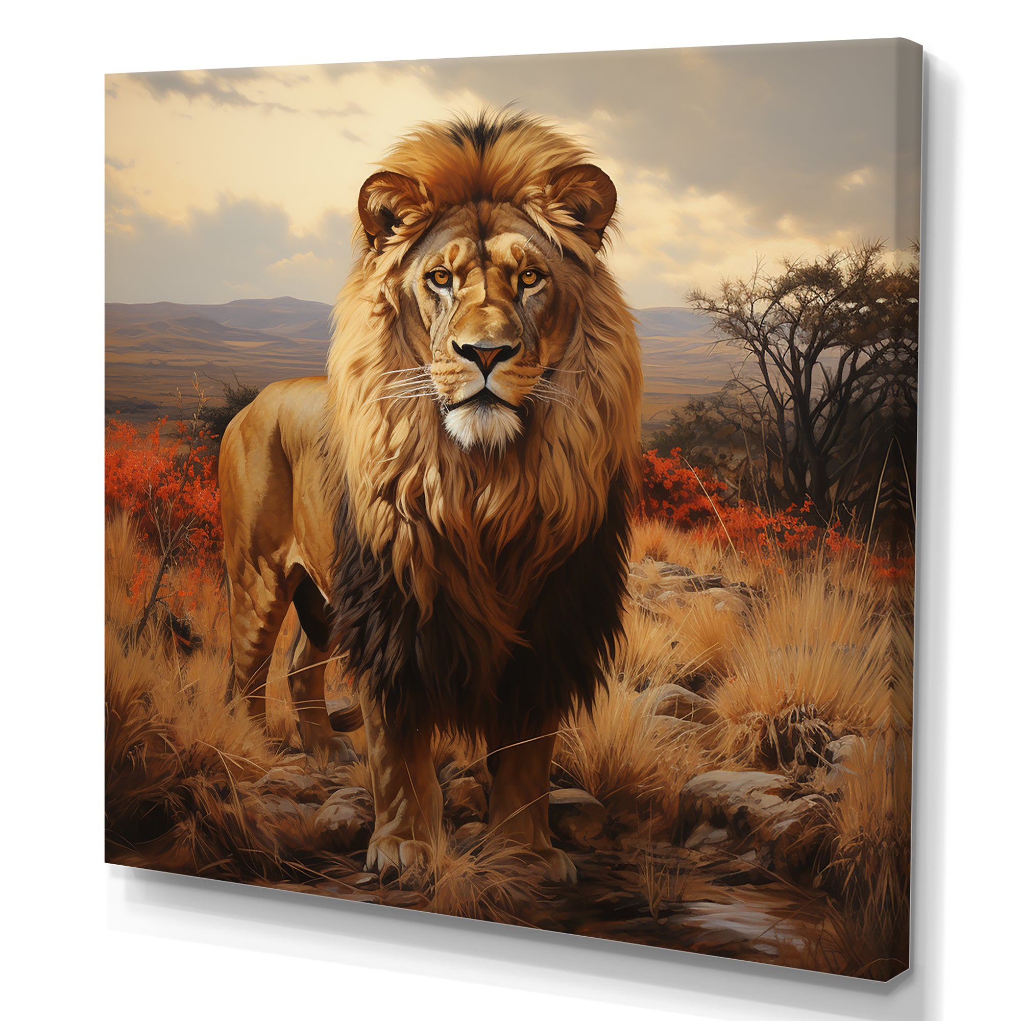 Lions Savannah horizon - Lion Canvas Wall Art