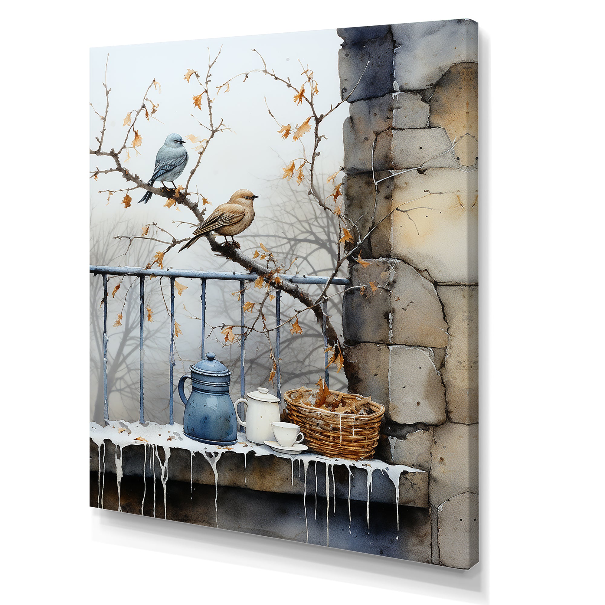 Snowy birds window views - Bird Wall Decor