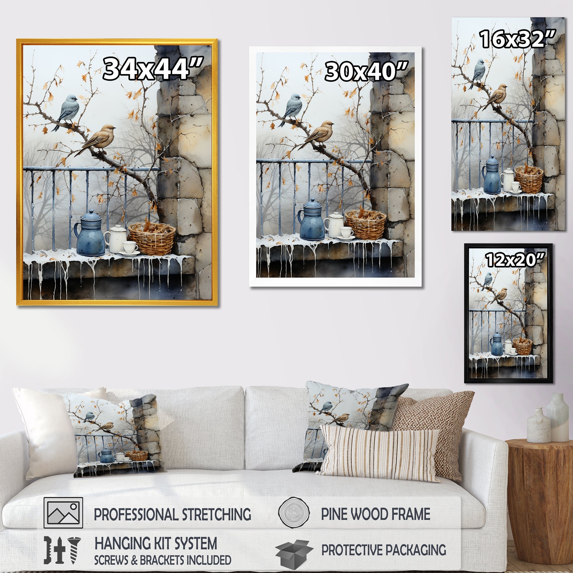 Snowy birds window views - Bird Wall Decor