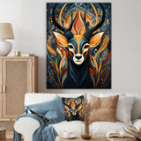 Orange and green African Deer spirit - Deer Framed Canvas Art
