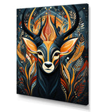 Orange and green African Deer spirit - Deer Framed Canvas Art