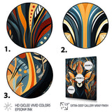 Orange and green African Deer spirit - Deer Framed Canvas Art