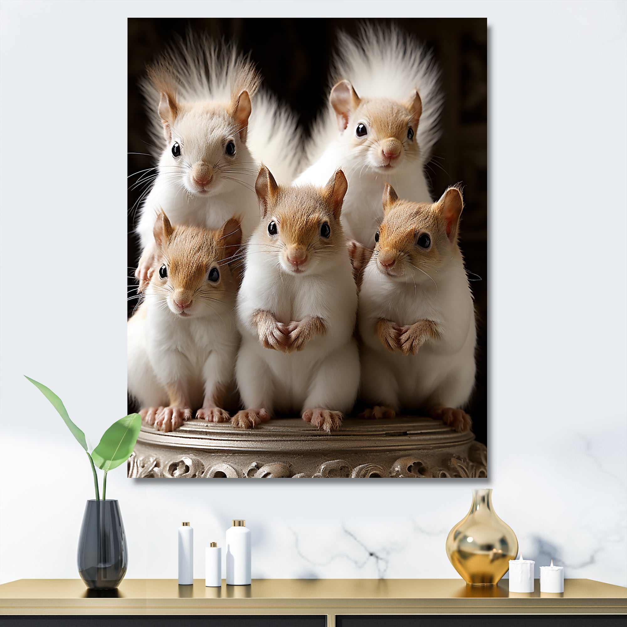 Charming Squirrel Gathering - Squirrel Living Room Wall Art
