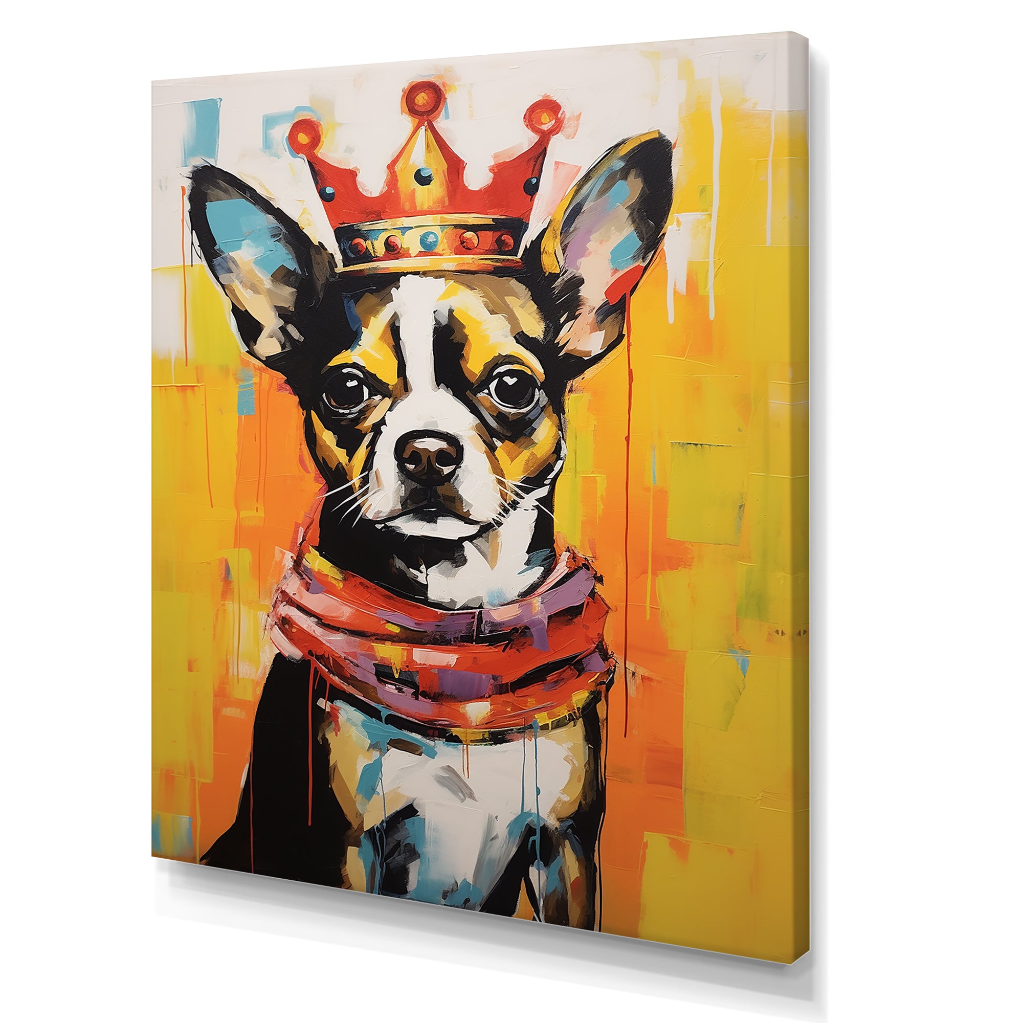 Royal Boston terrier dog - Red Dog Wall Art