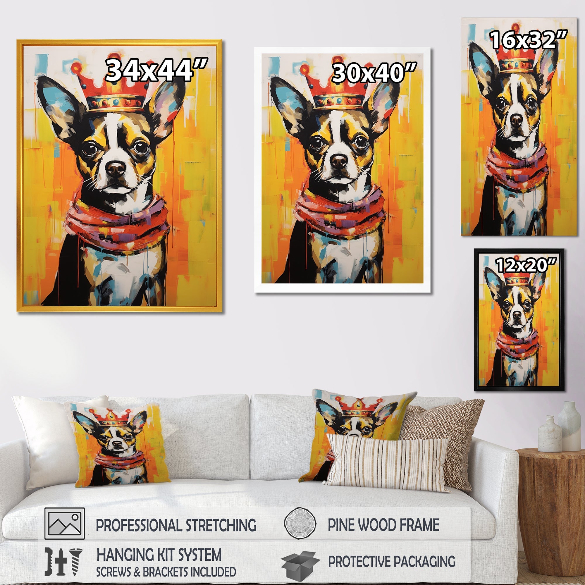 Royal Boston terrier dog - Red Dog Wall Art