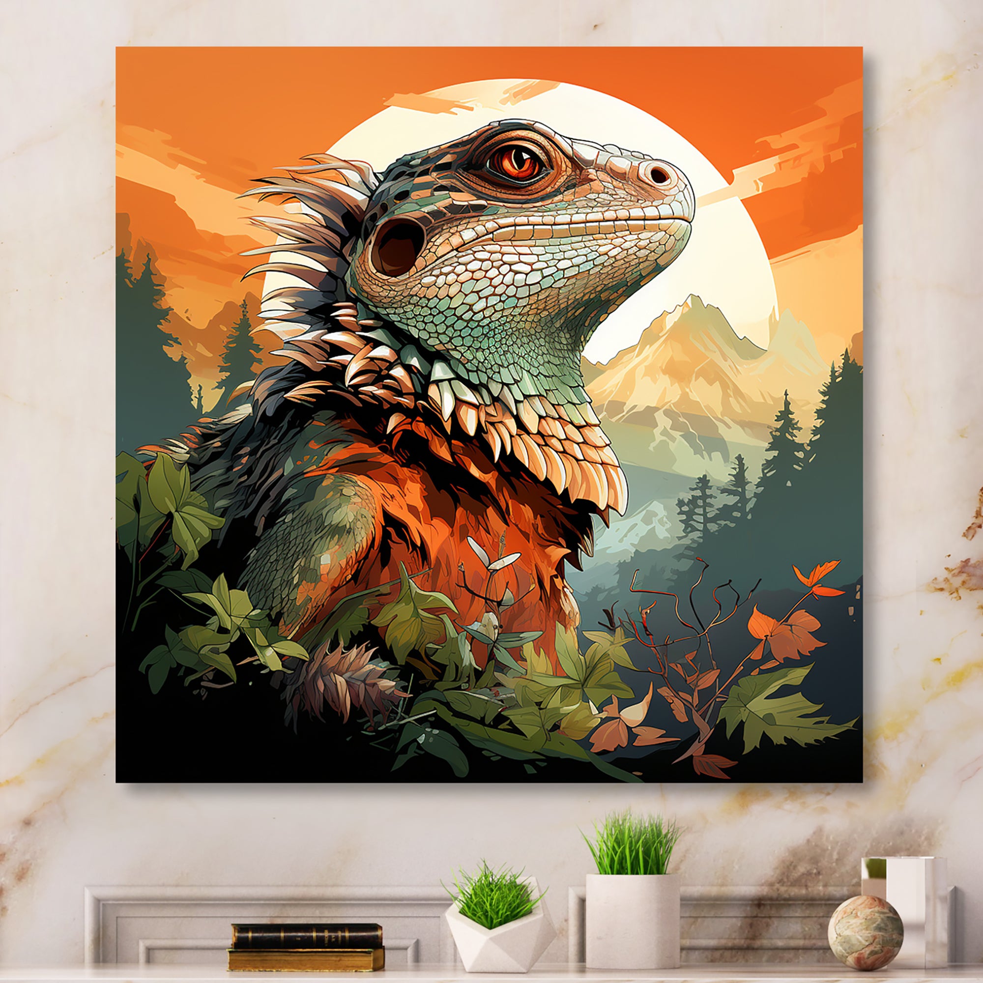 Forest Frolic Lizard - Gray Lizard Wall Art