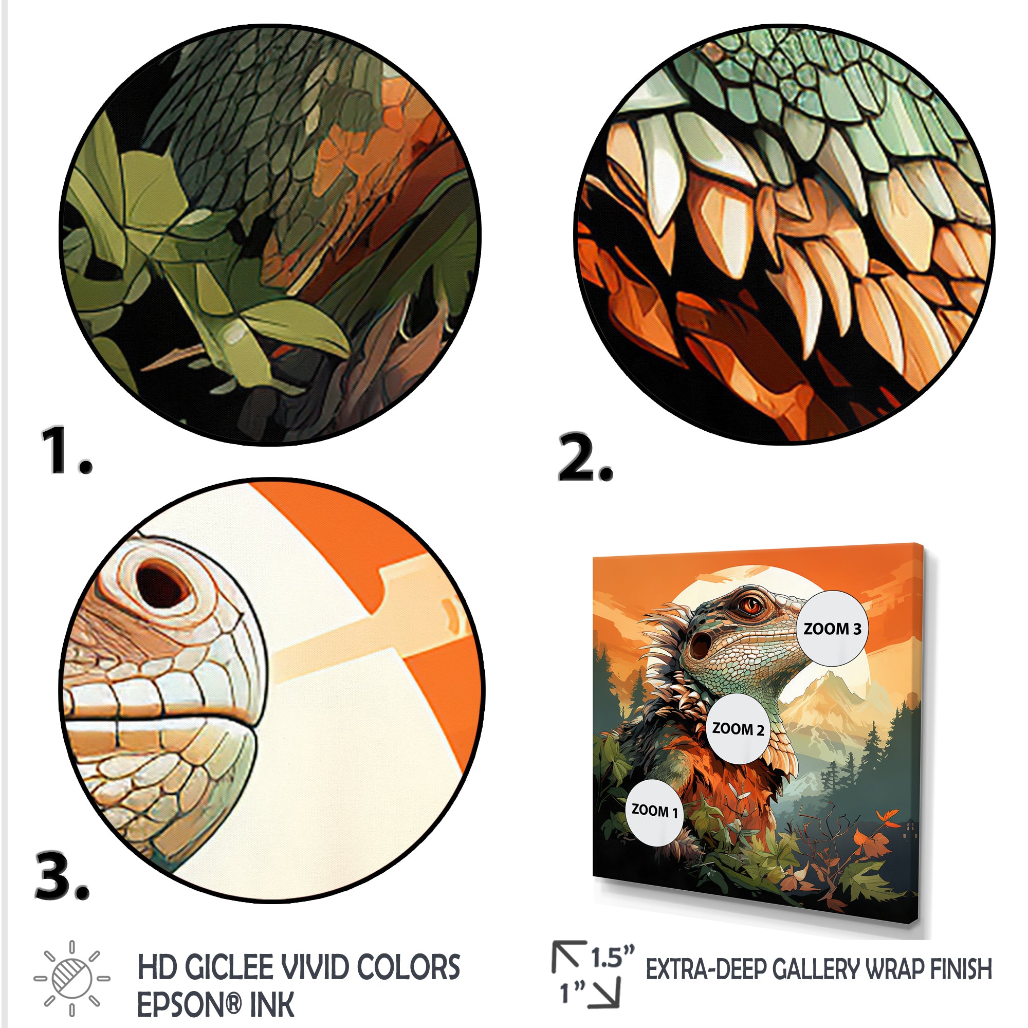 Forest Frolic Lizard - Gray Lizard Wall Art