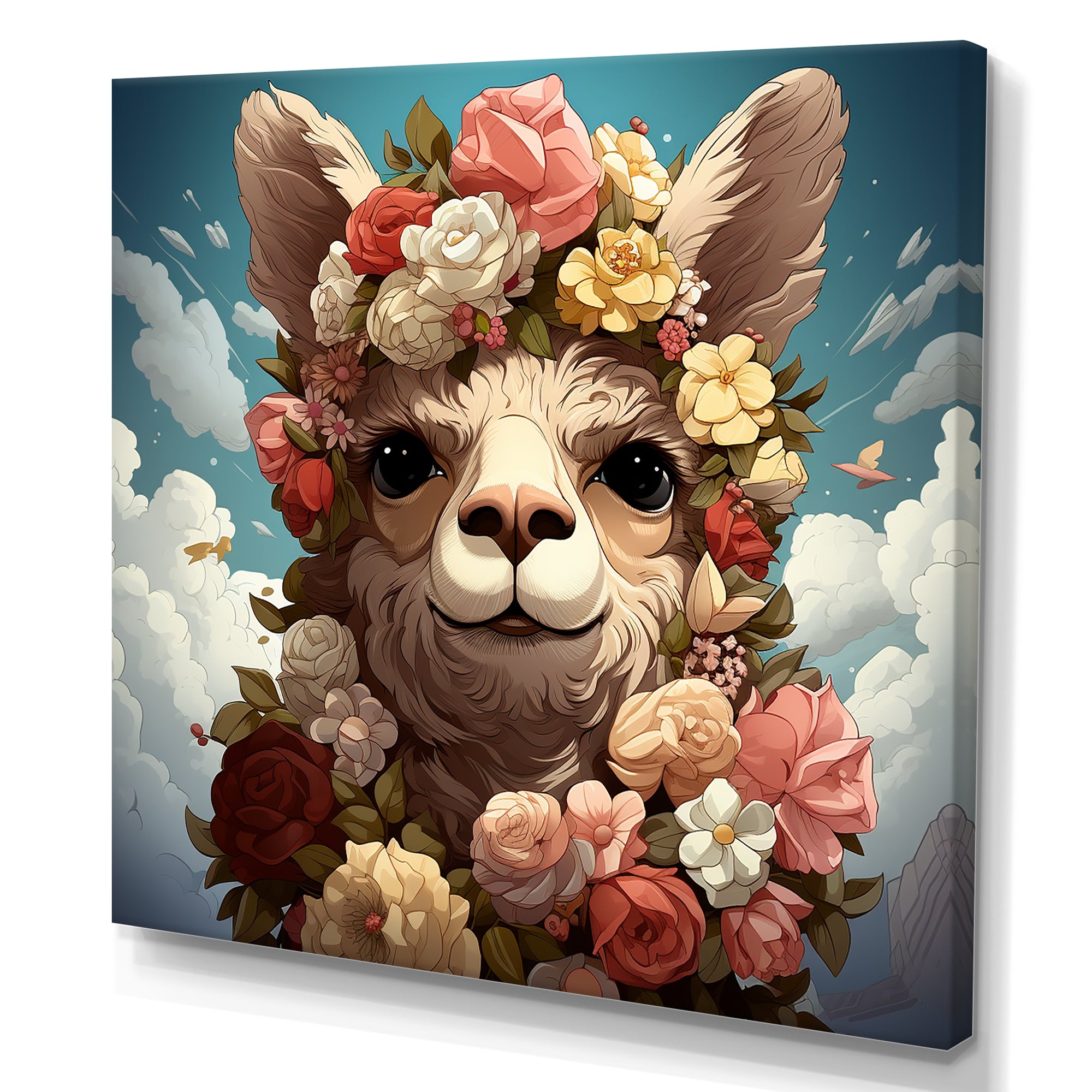Flower crown Llama beauty - Llama Framed Canvas Art