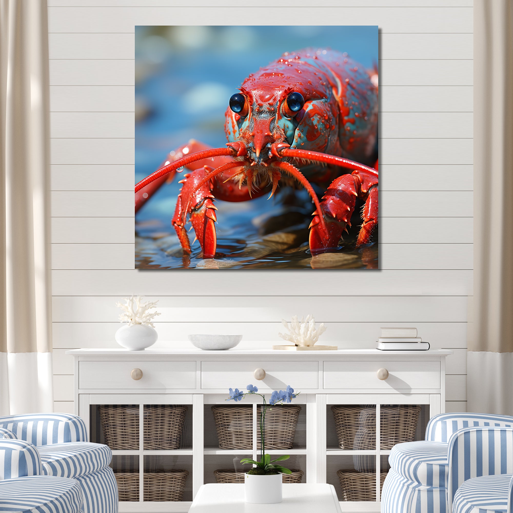 Coastal Crawler Portrait of a Lobster - Lobster Home Decor Art