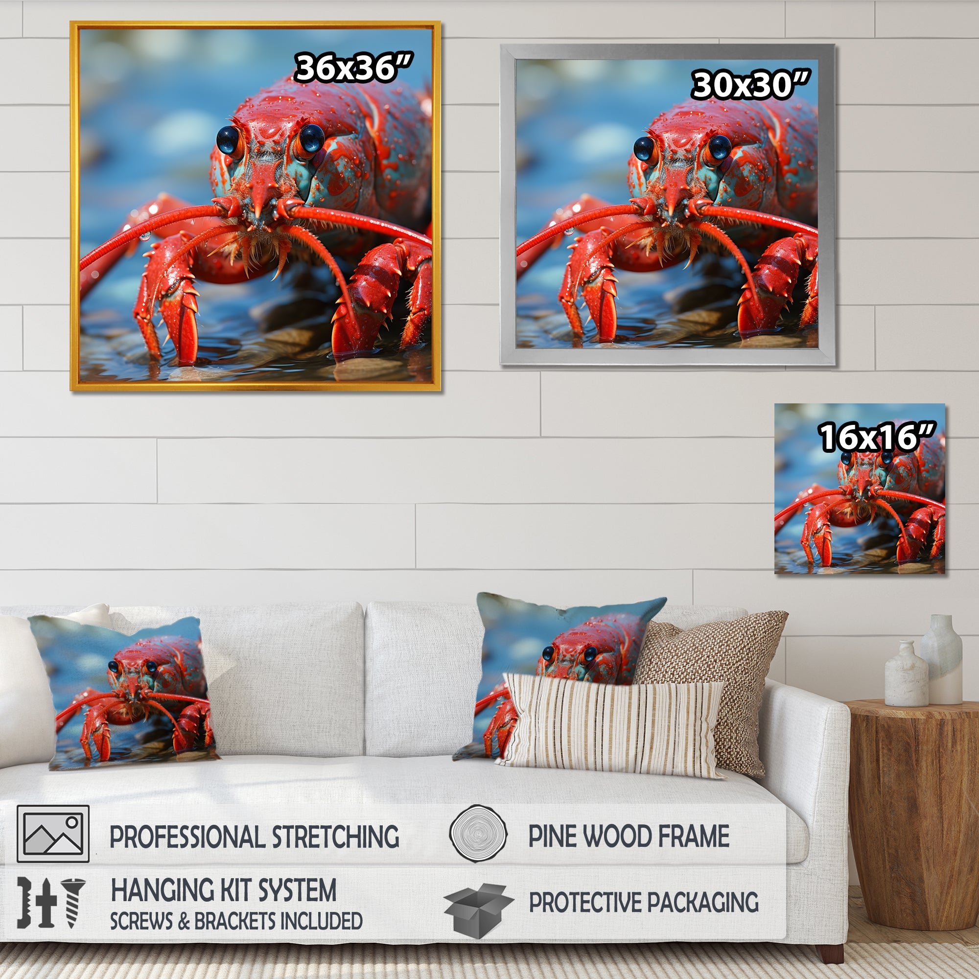 Coastal Crawler Portrait of a Lobster - Lobster Home Decor Art