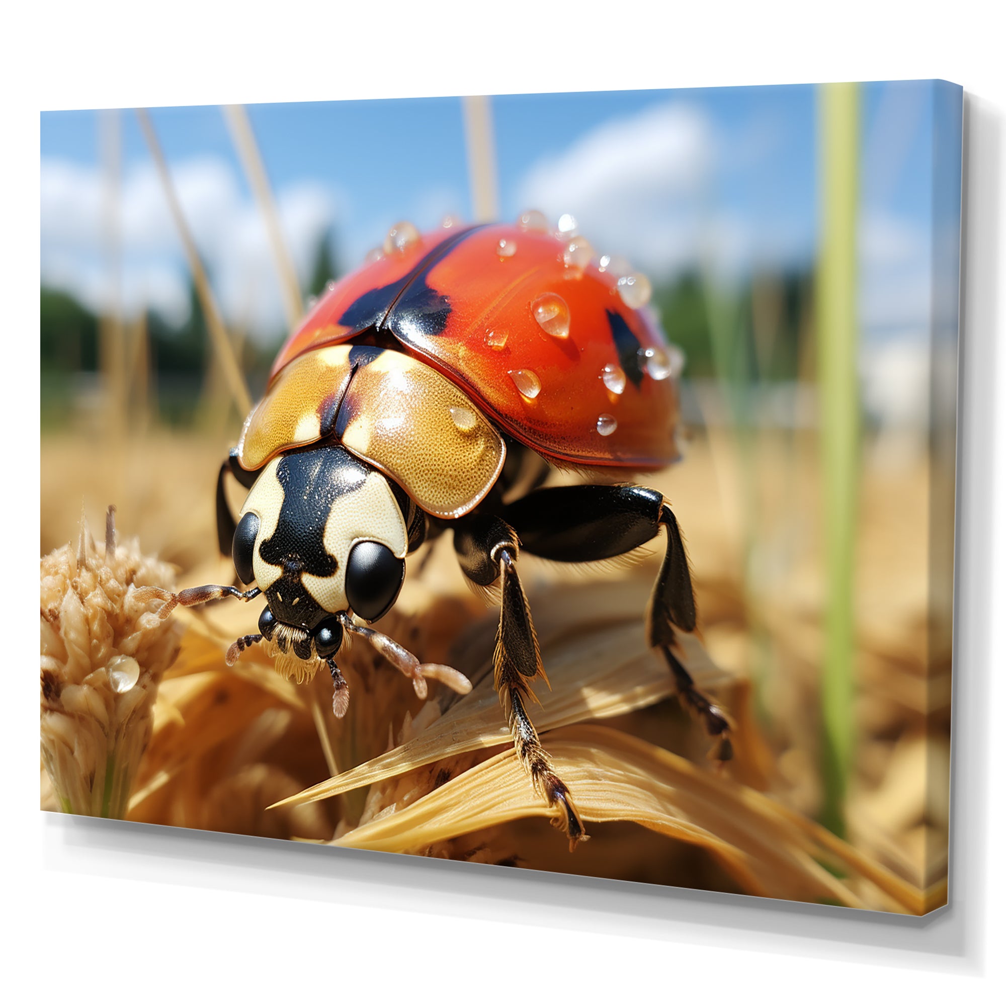 Curious ladybug meadows - Ladybug Canvas Wall Art