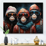 Popart Monkeys at the North Pole - Red Monkey Wall Art