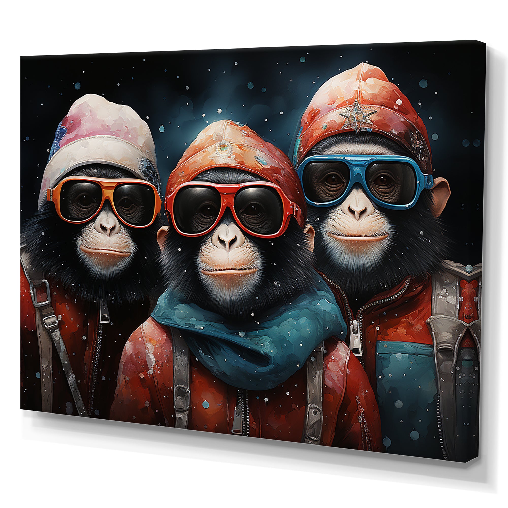 Popart Monkeys at the North Pole - Red Monkey Wall Art
