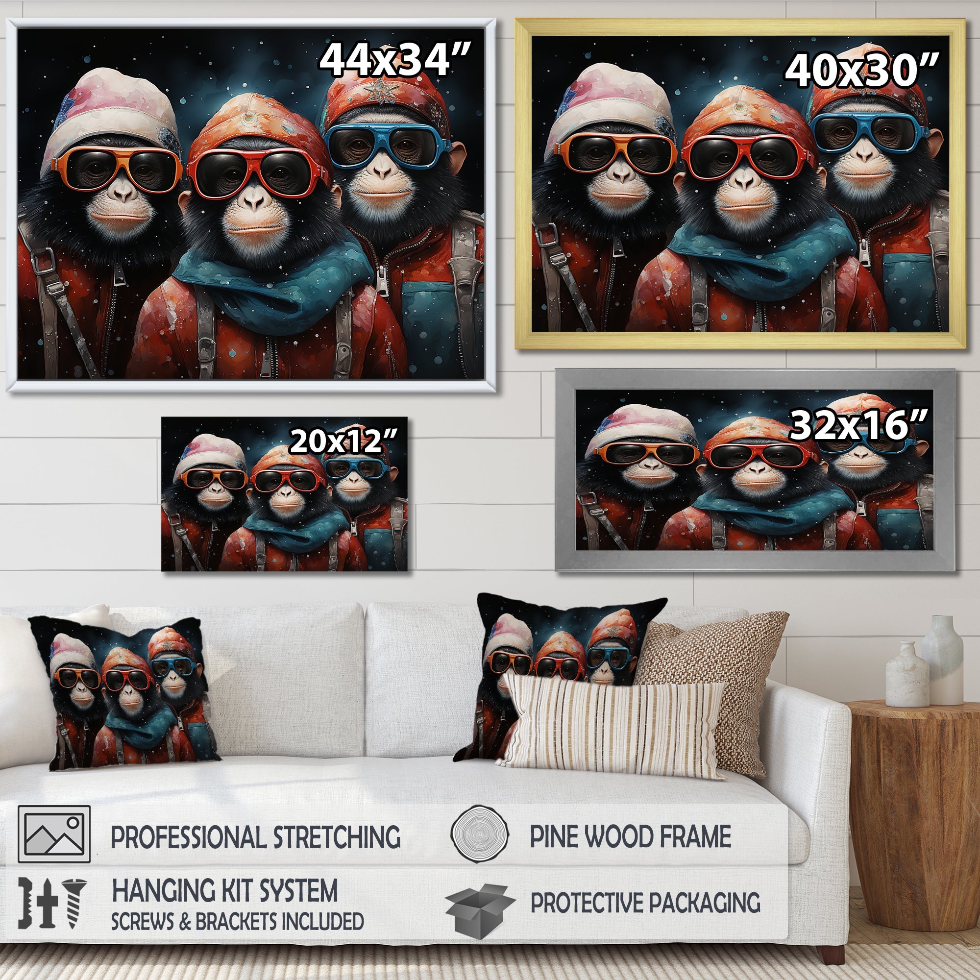 Popart Monkeys at the North Pole - Red Monkey Wall Art