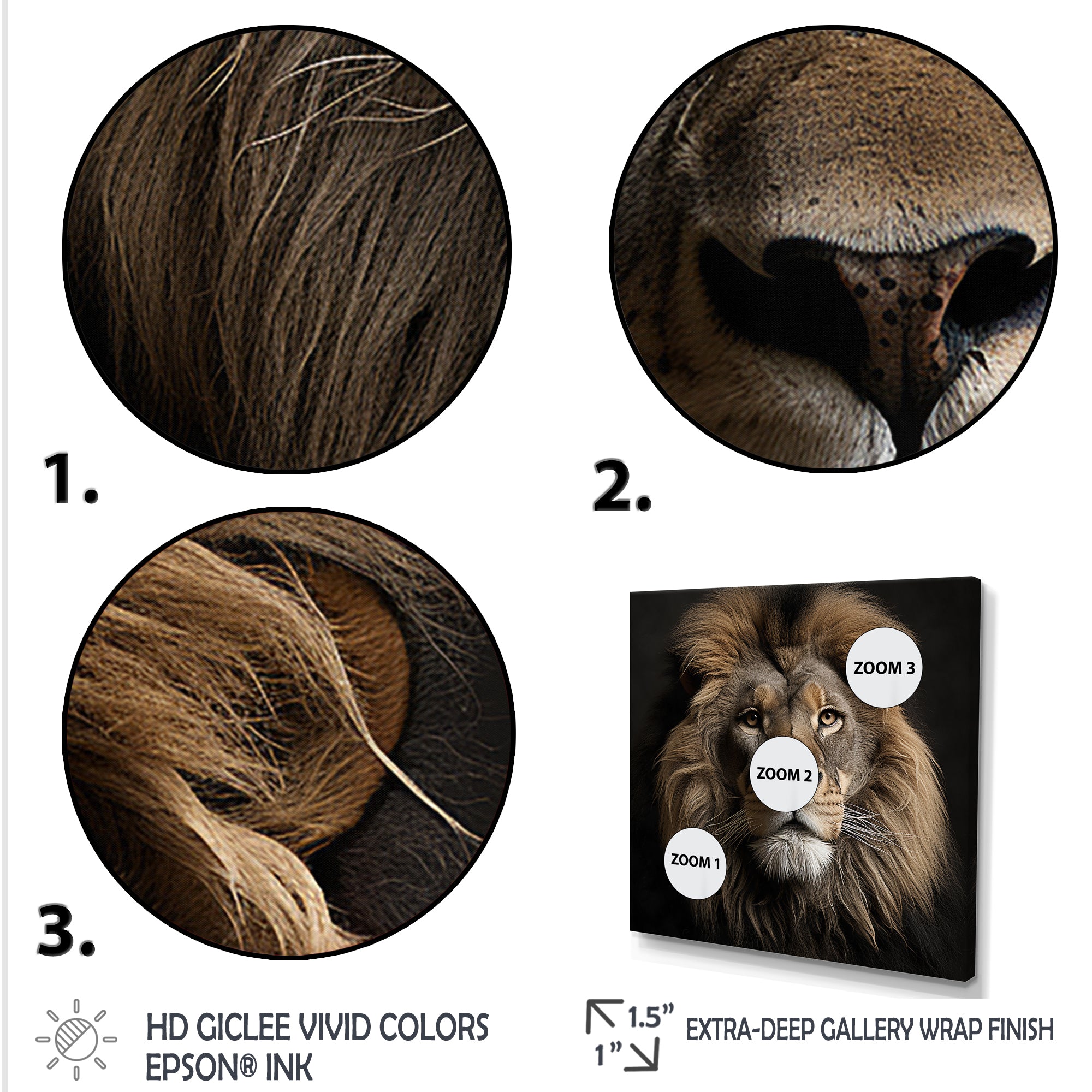 Dark Majestic Lion portrait - Lion Large Canvas Wall Art