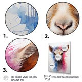 Pink and blue curious Llama portrait - Pink Llama Wall Art