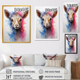 Pink and blue curious Llama portrait - Pink Llama Wall Art