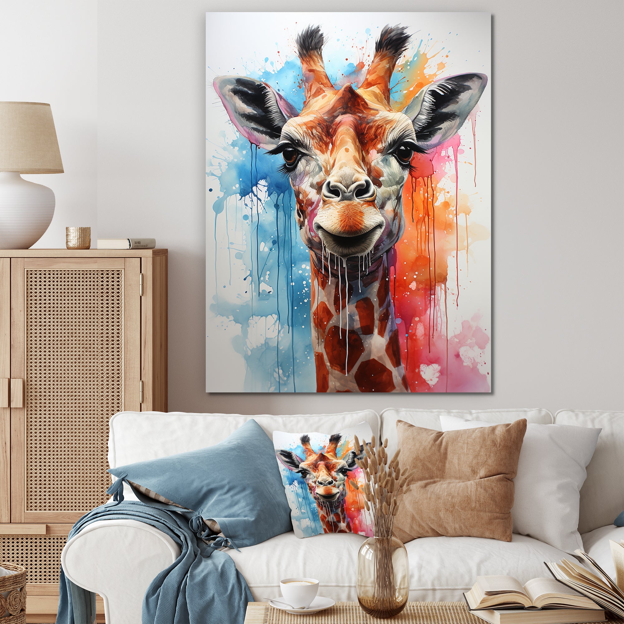 Popart Giraffe portrait - Giraffe Bedroom Wall Art