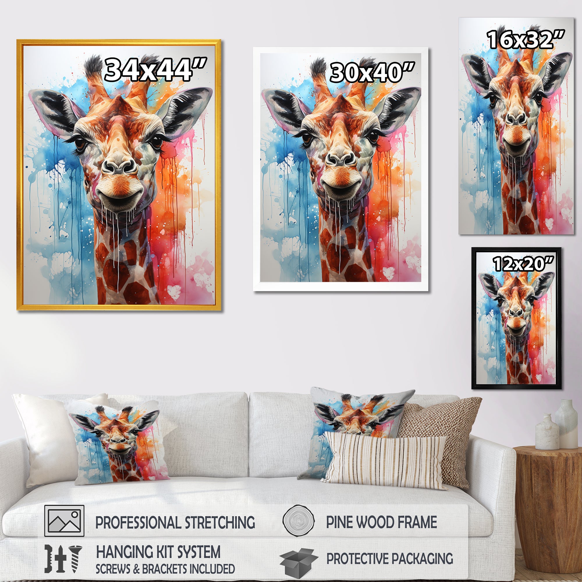 Popart Giraffe portrait - Giraffe Bedroom Wall Art