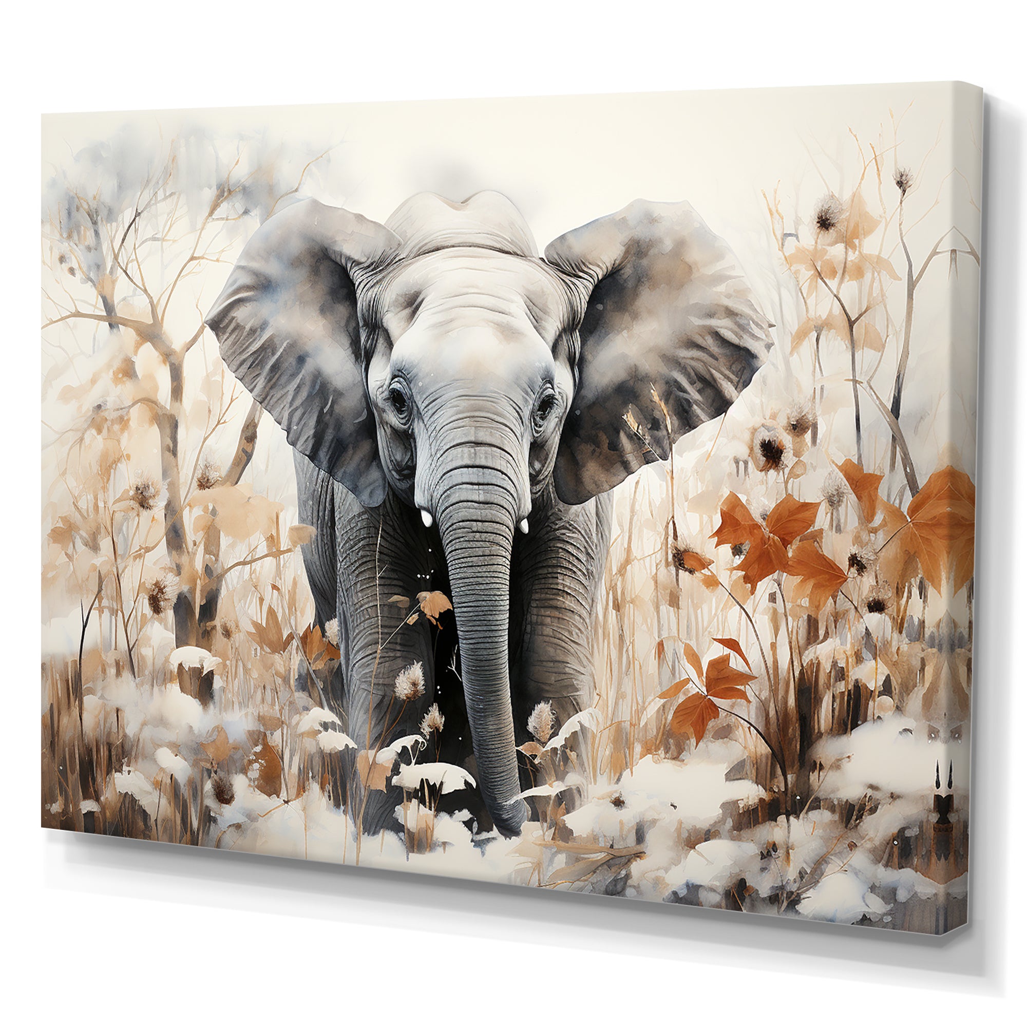 Elephants Bamboo Wonderland - Elephant Large Canvas Wall Art