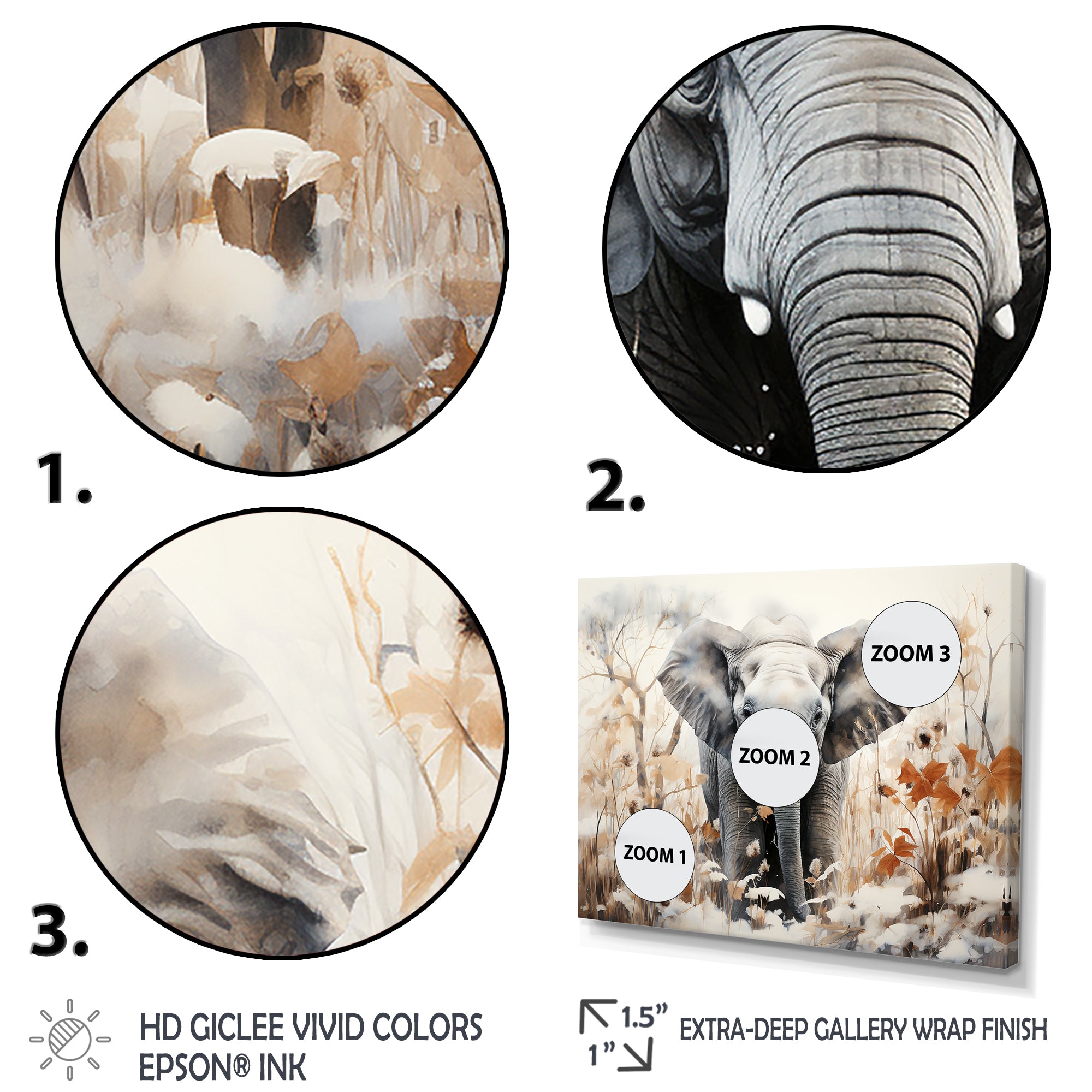 Elephants Bamboo Wonderland - Elephant Large Canvas Wall Art