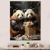 Snowy Bamboo Panda Party - Panda Bedroom Wall Art