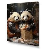 Snowy Bamboo Panda Party - Panda Bedroom Wall Art
