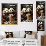 Snowy Bamboo Panda Party - Panda Bedroom Wall Art