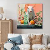 Pink curious rat fruits - Mouse Canvas Wall Art