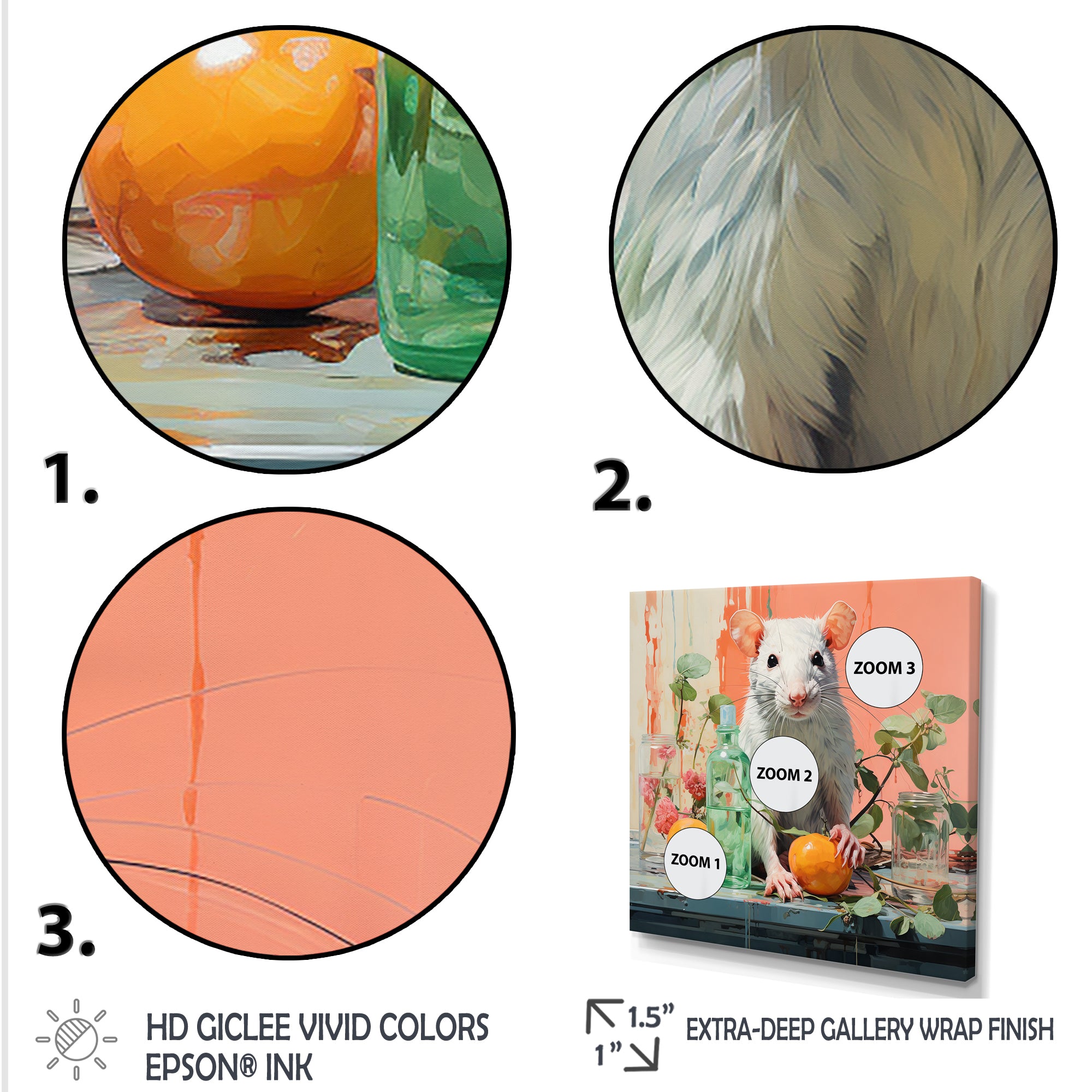 Pink curious rat fruits - Mouse Canvas Wall Art