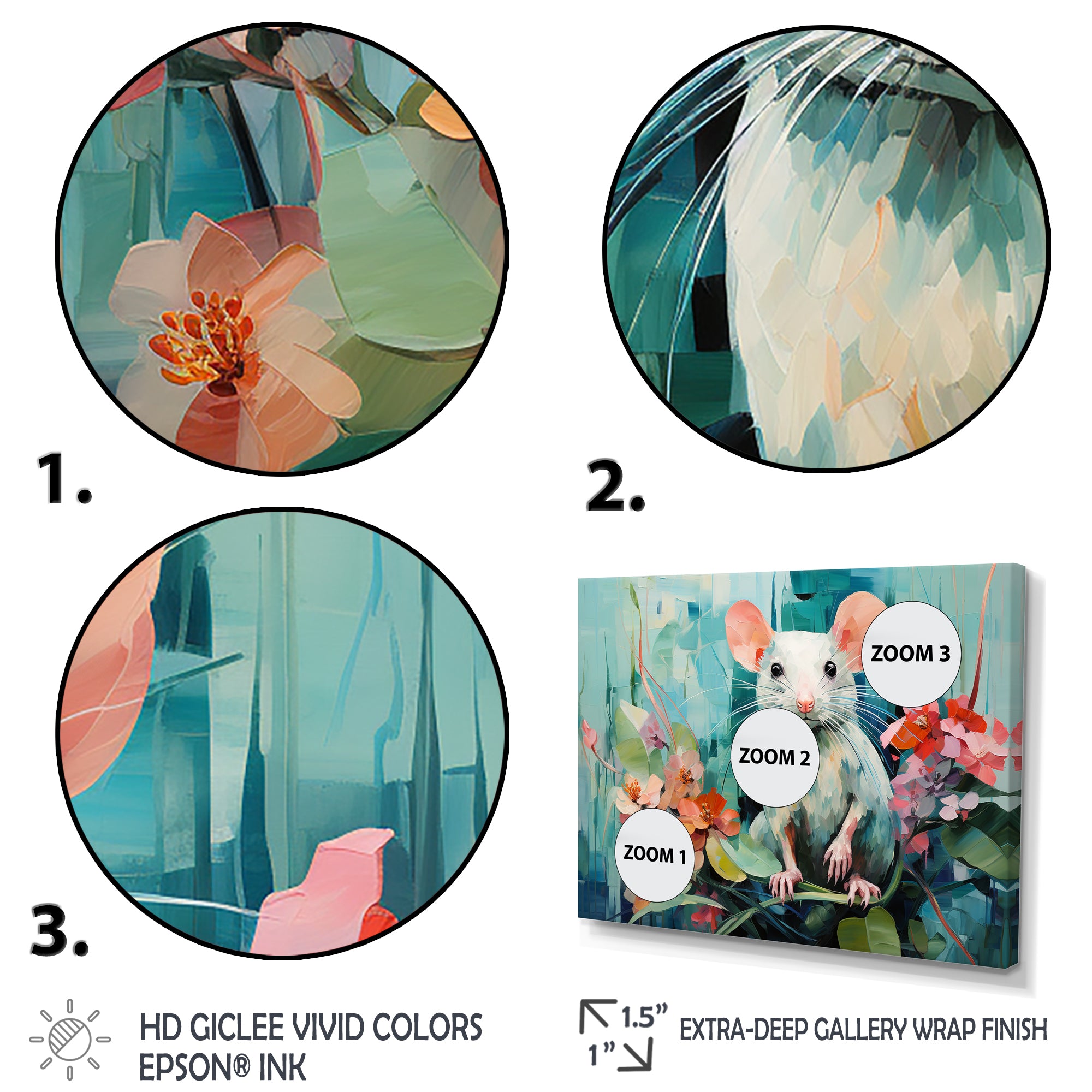 Green curious rat blooms - Mouse Wall Decor