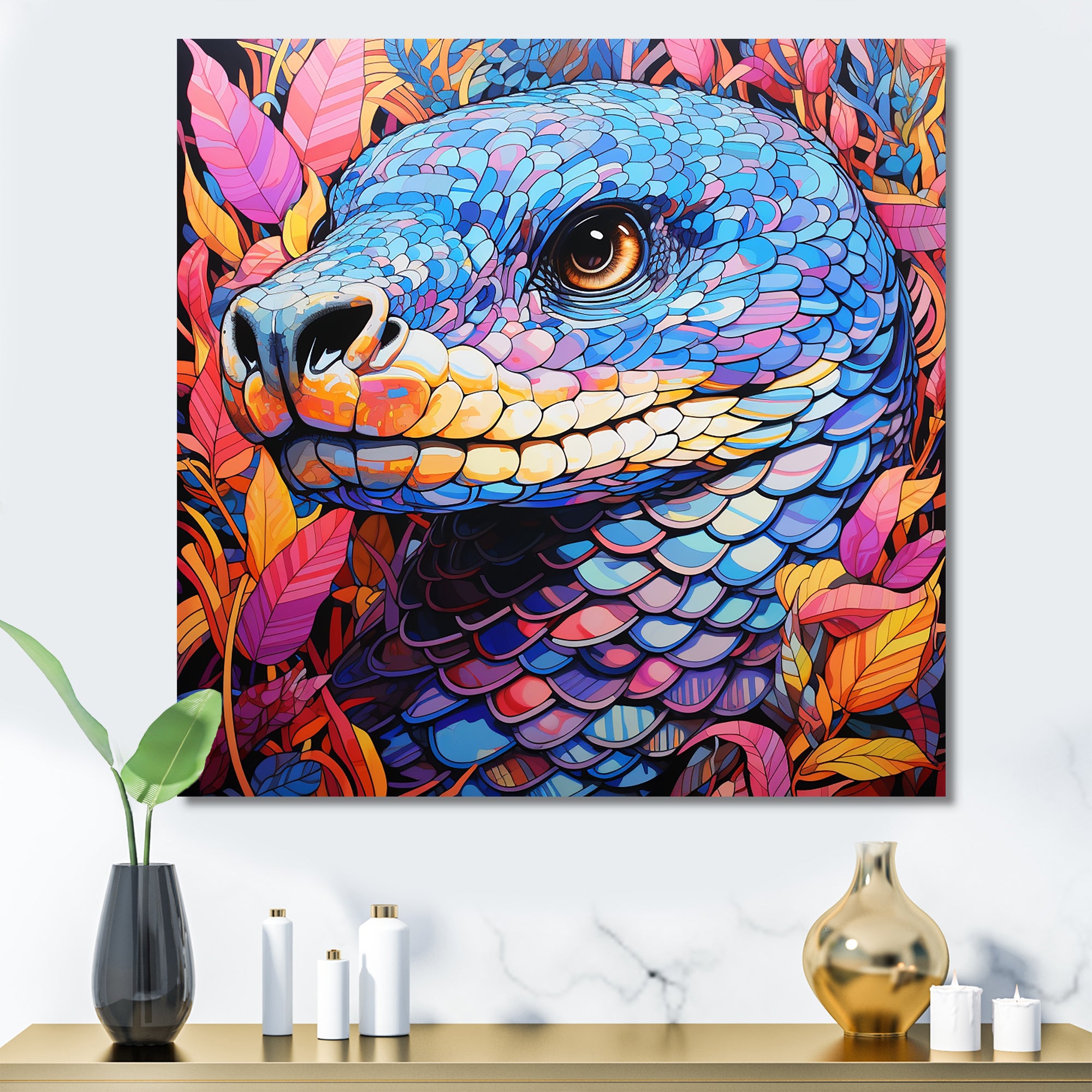 Snake purple and pink Grace - Snake Large Canvas Wall Art