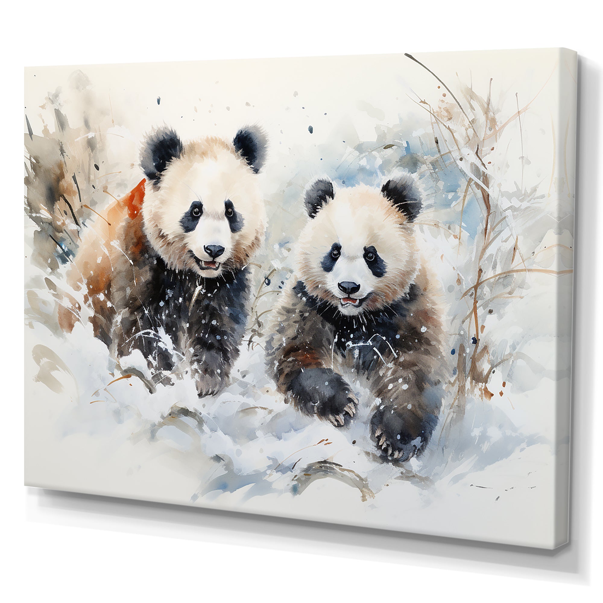 Panda playing in winter landscape - Bear Bedroom Wall Art