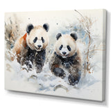 Panda playing in winter landscape - Bear Bedroom Wall Art