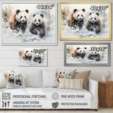 Panda playing in winter landscape - Bear Bedroom Wall Art