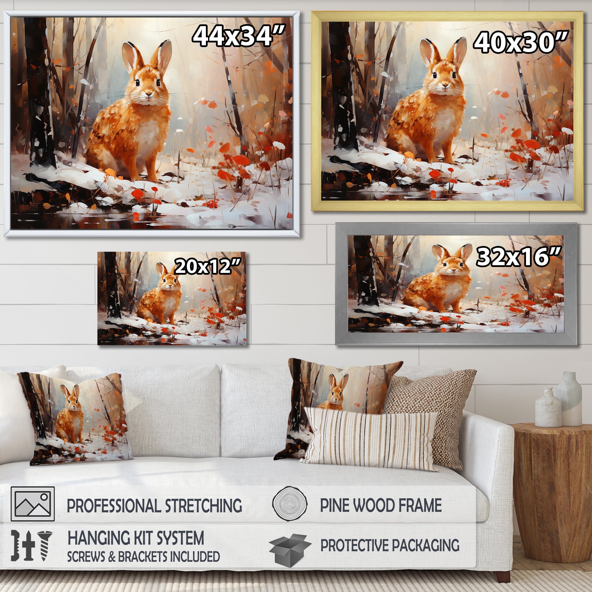 Frosty Rabbit winter Solitude - Rabbit Canvas Wall Art