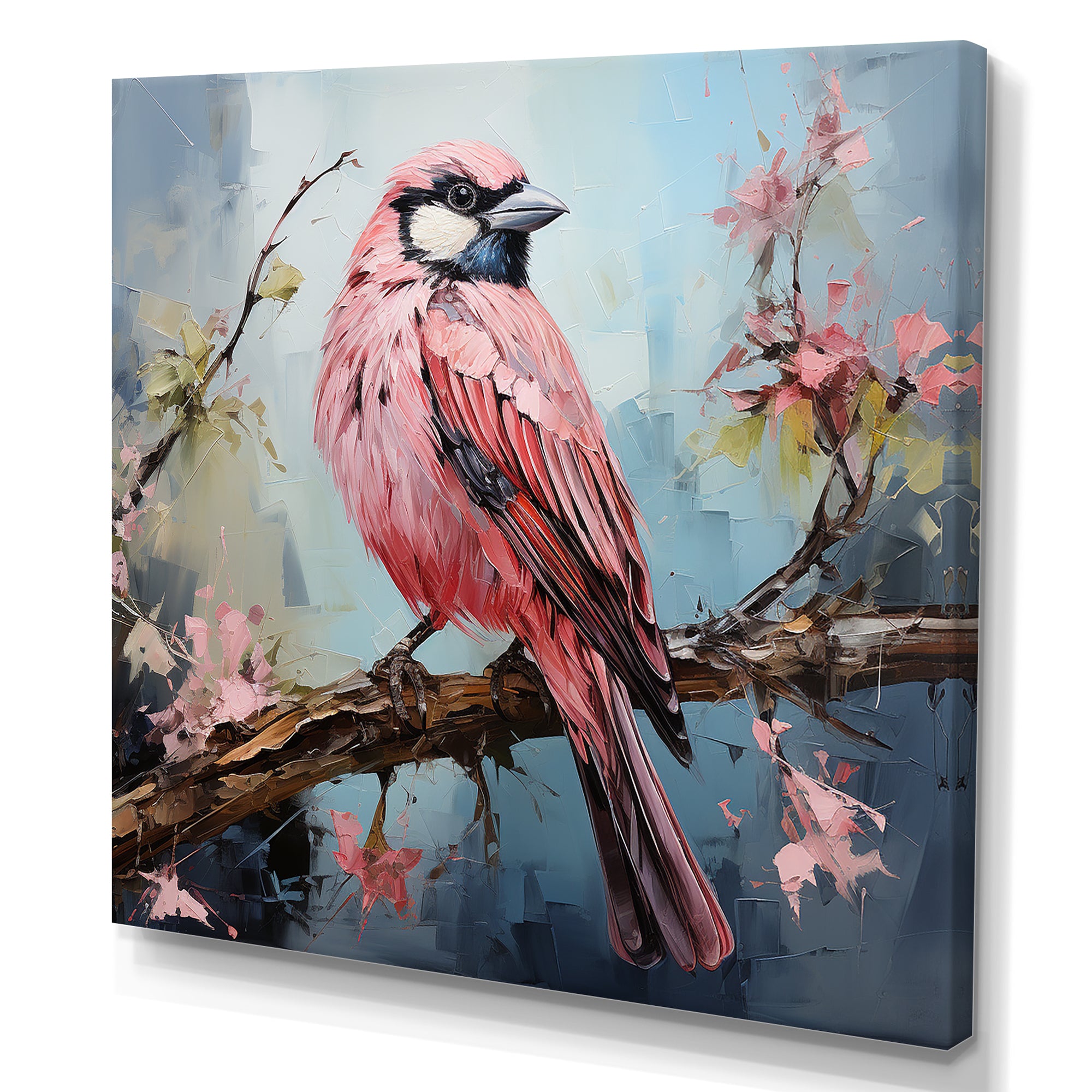 Blue and pink bird floral tree Harmony - Bird Wall Decor