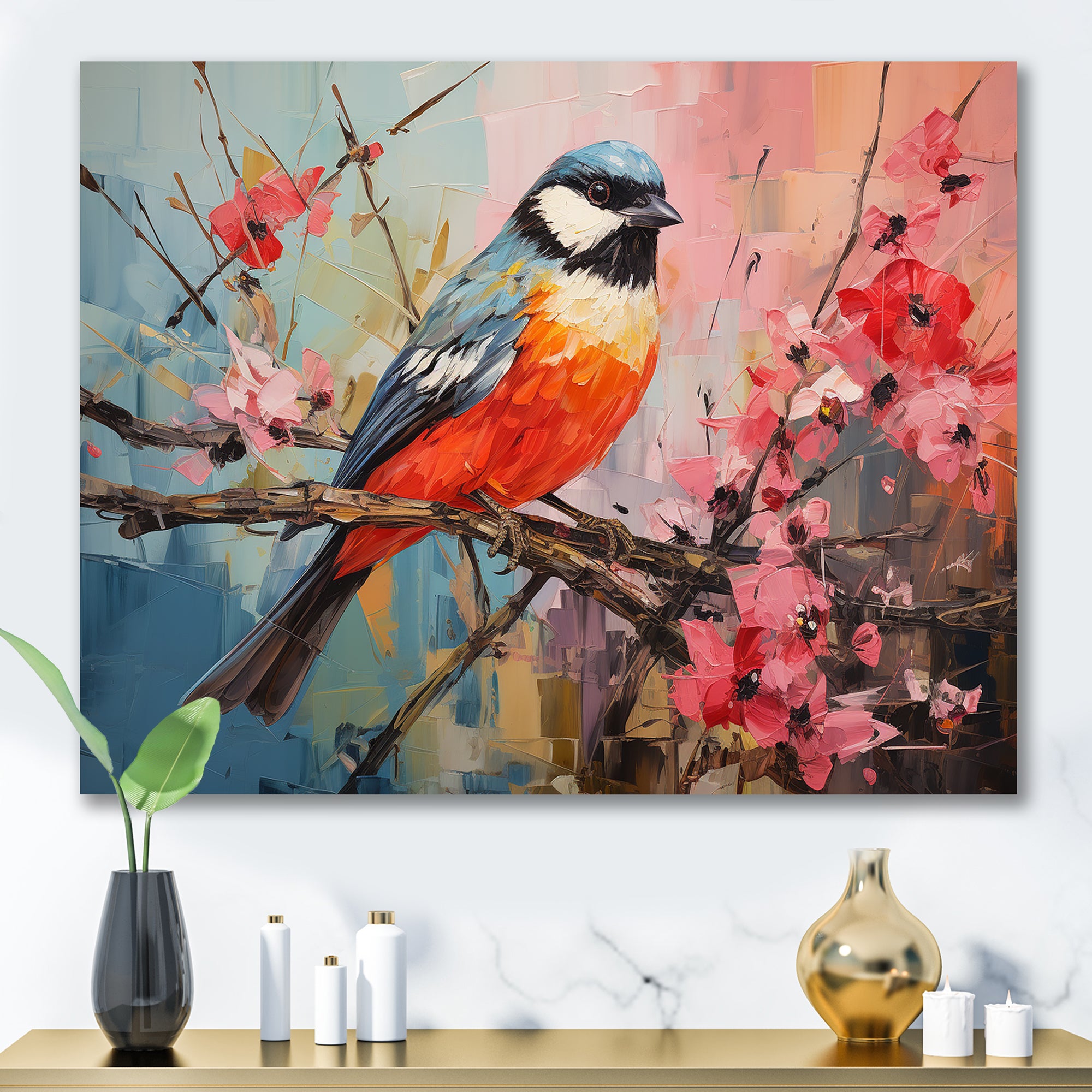 Blue bird floral tree harmony - Blue Bird Wall Art