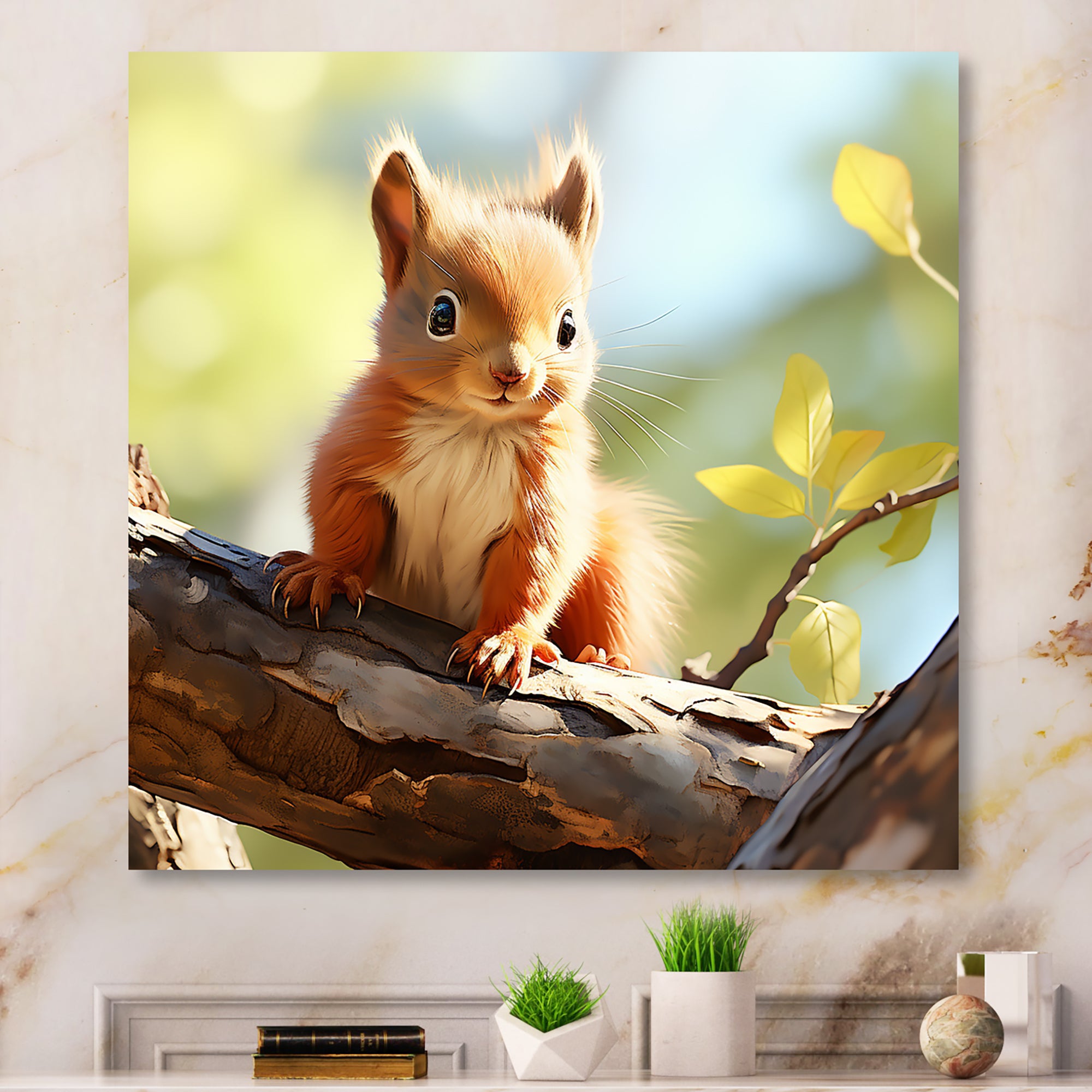 Forest cute Squirrel - Squirrel Large Canvas Wall Art